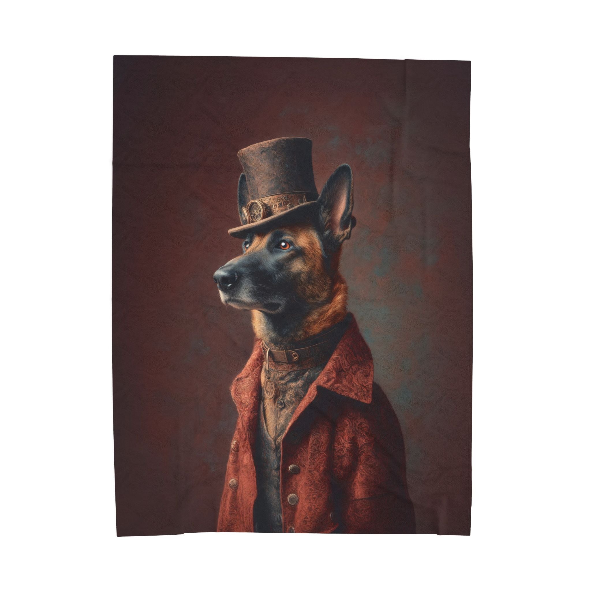 Steampunk Belgian Malinois Plush Blanket