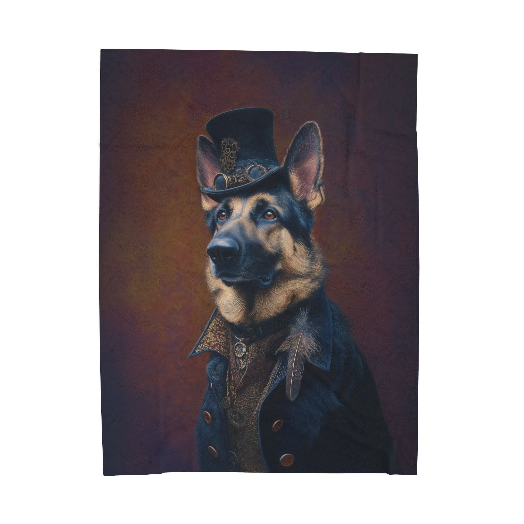 Steampunk German Shepherd Plush Blanket