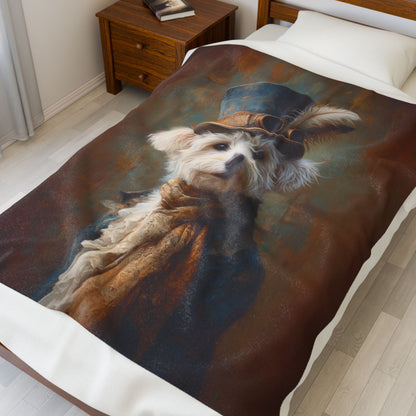 Steampunk Maltese Plush Blanket