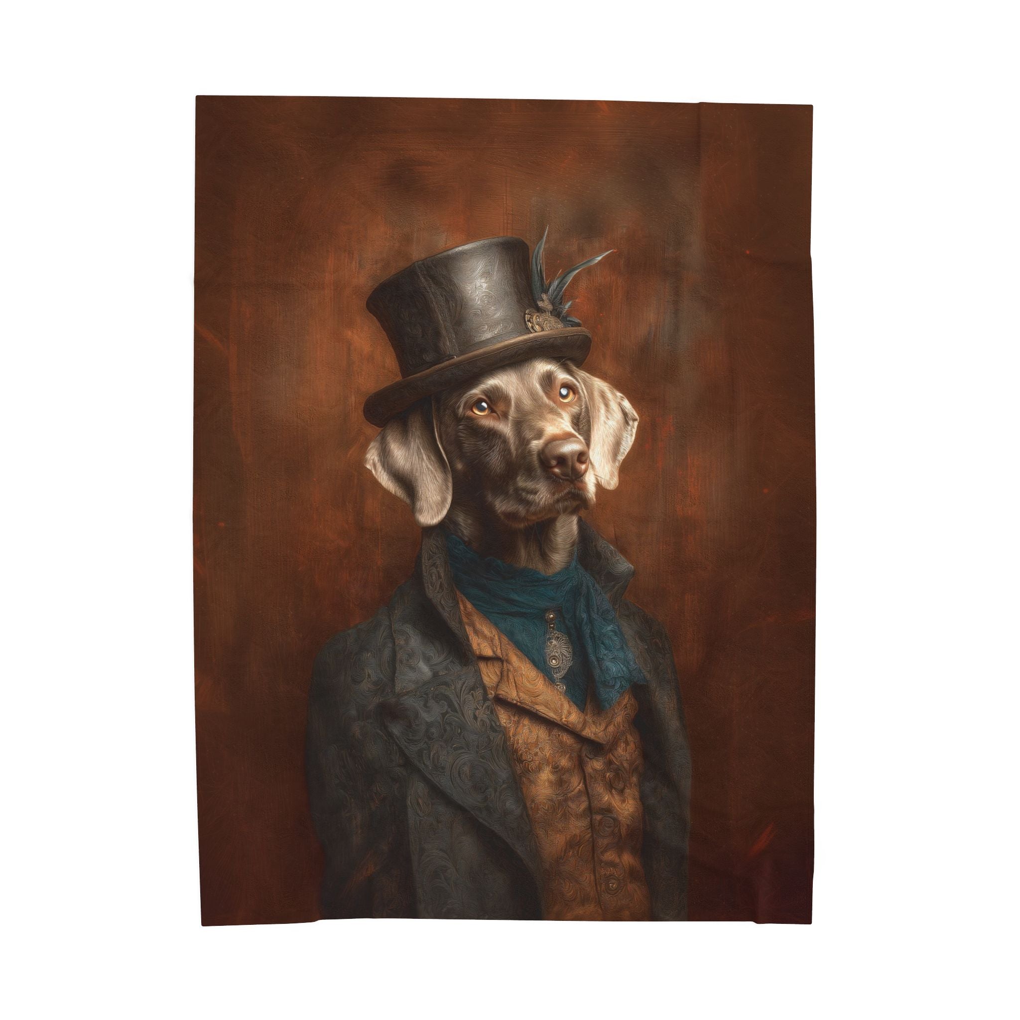 Steampunk Weimaraner Plush Blanket