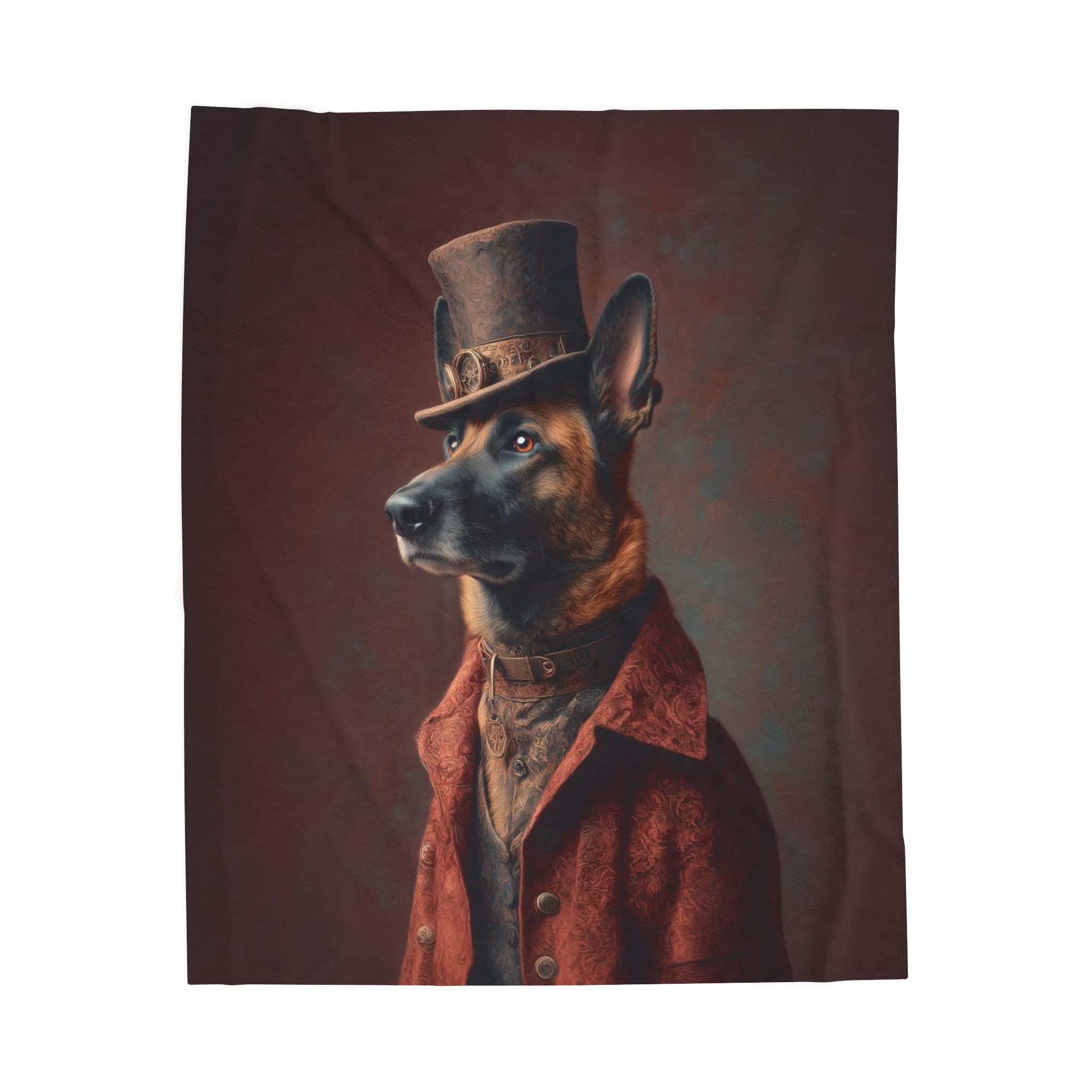 Steampunk Belgian Malinois Plush Blanket