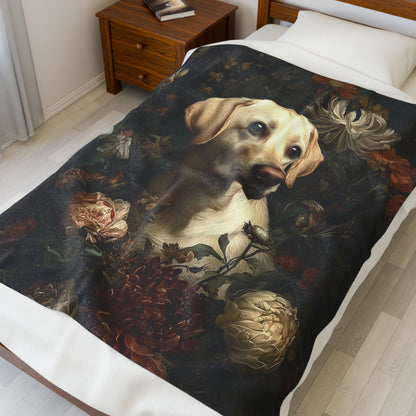 Botanical Labrador Retriever (Yellow) Plush Blanket