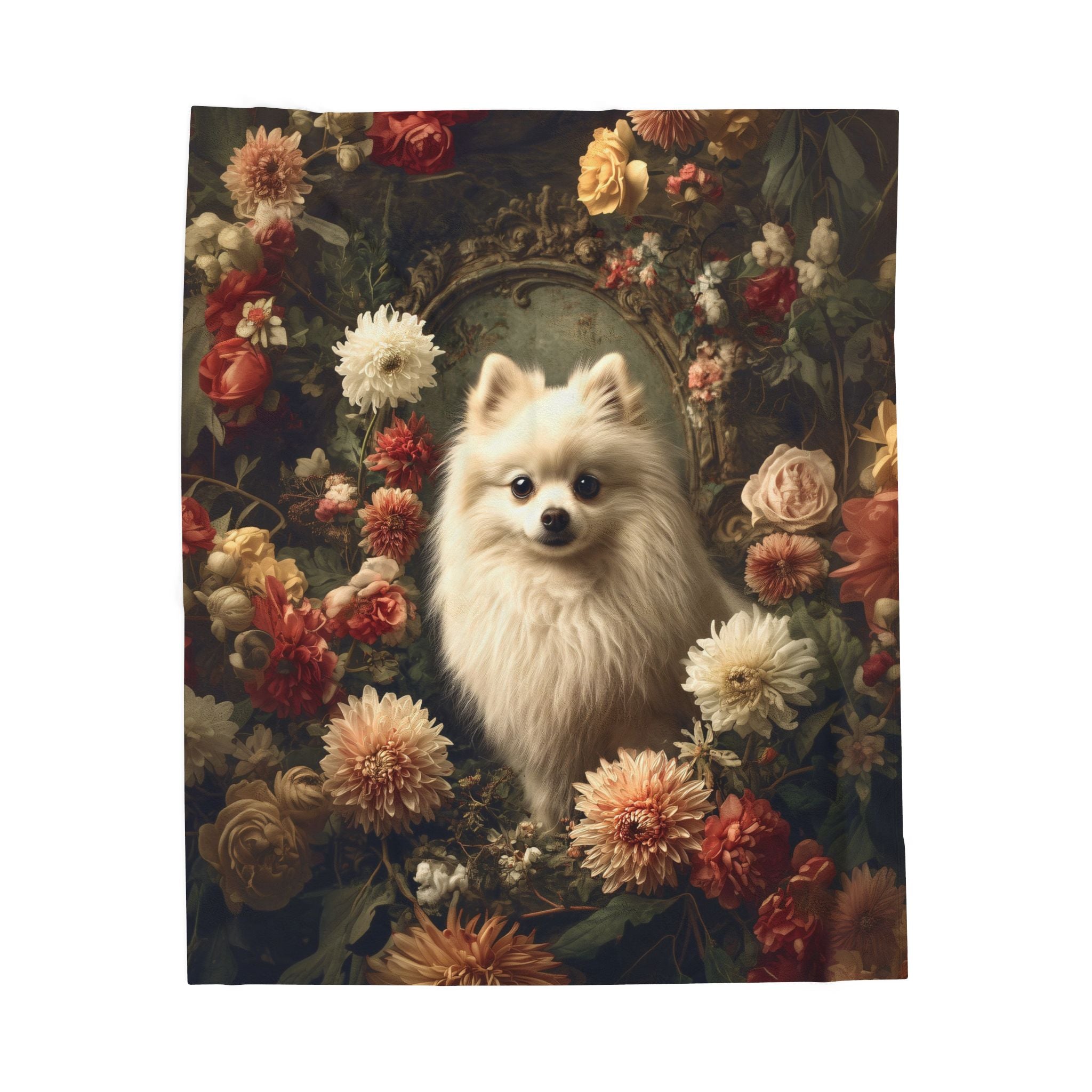 Botanical Pomeranian Plush Blanket