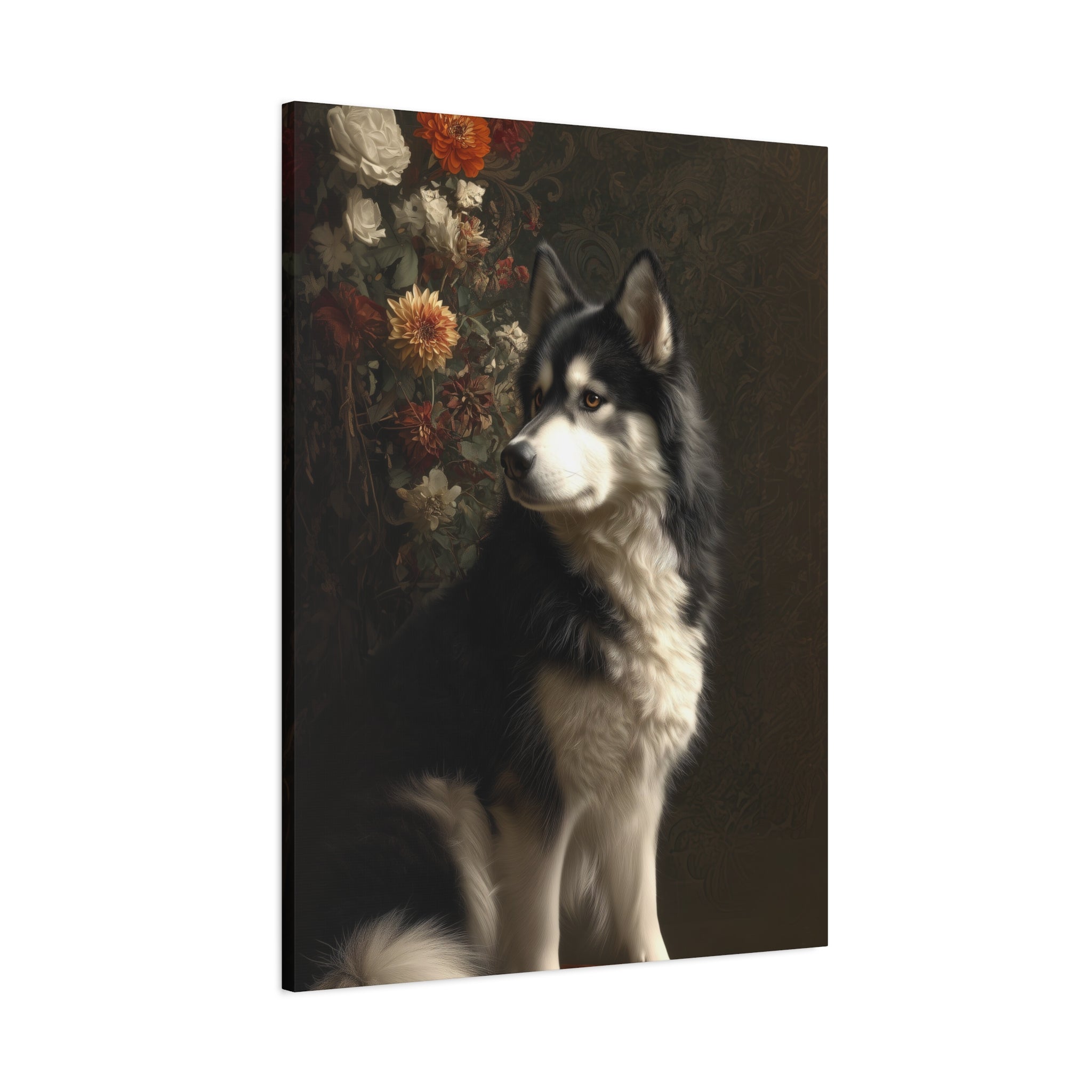 Botanical Alaskan Malamute Canvas Art