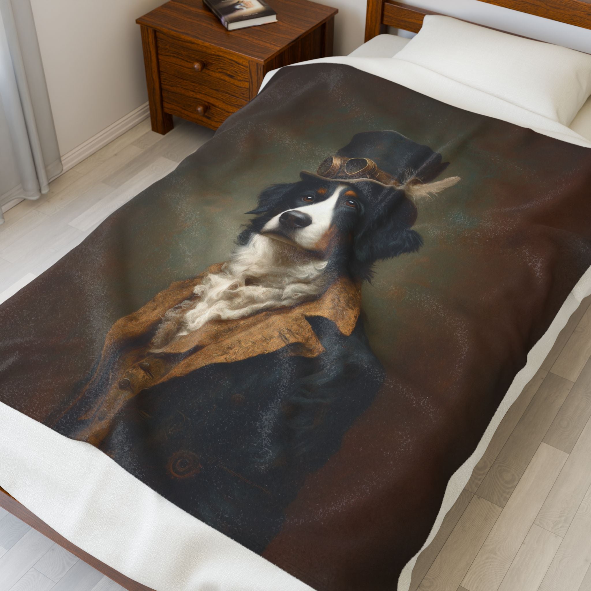 Steampunk Bernese Plush Blanket