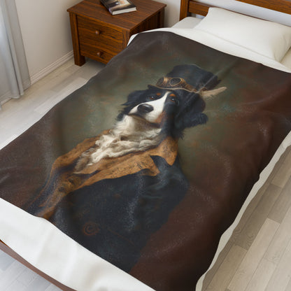 Steampunk Bernese Plush Blanket