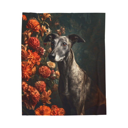 Botanical Greyhound Plush Blanket