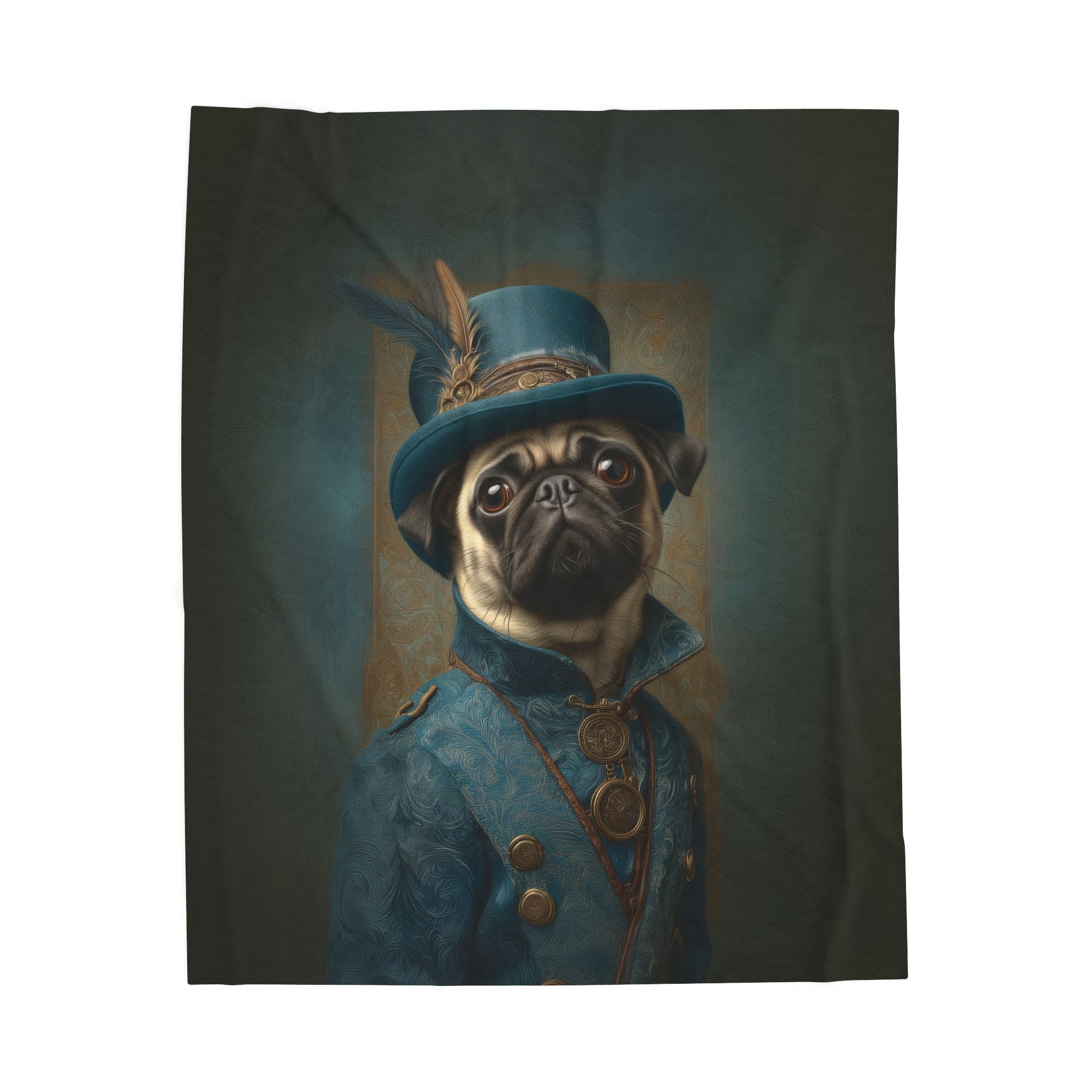 Steampunk Pug Plush Blanket