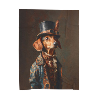 Steampunk Dachshund Plush Blanket