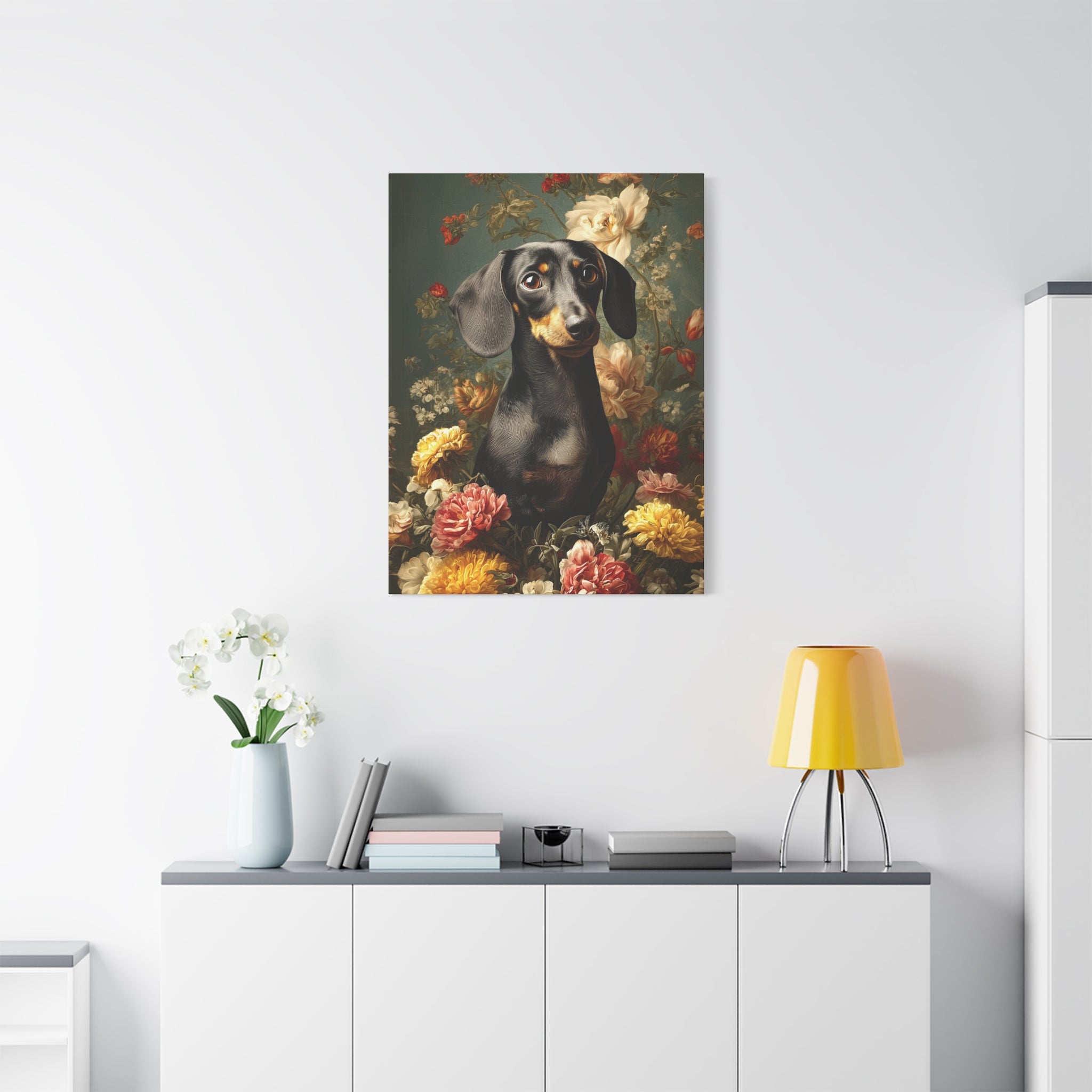 Botanical Dachshund Canvas Art