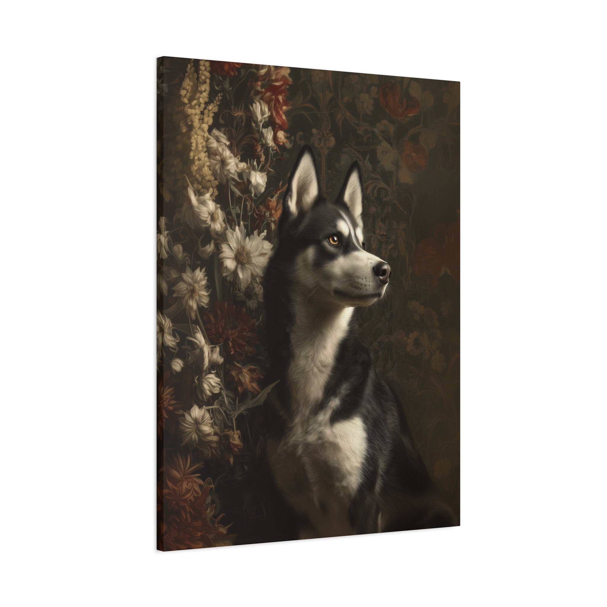 Botanical Siberian Husky Canvas Art