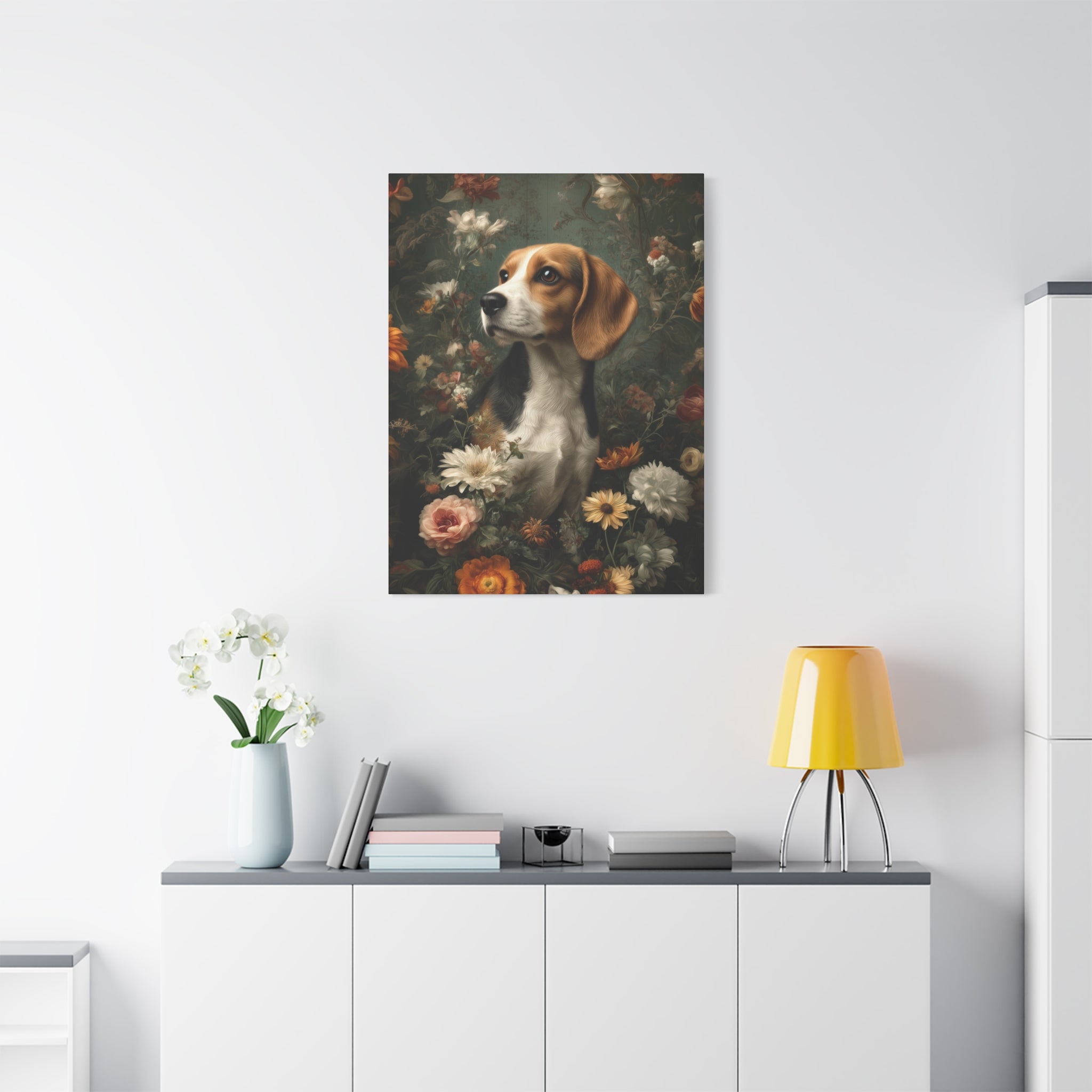 Botanical Beagle Canvas Art