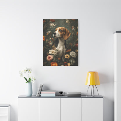 Botanical Beagle Canvas Art