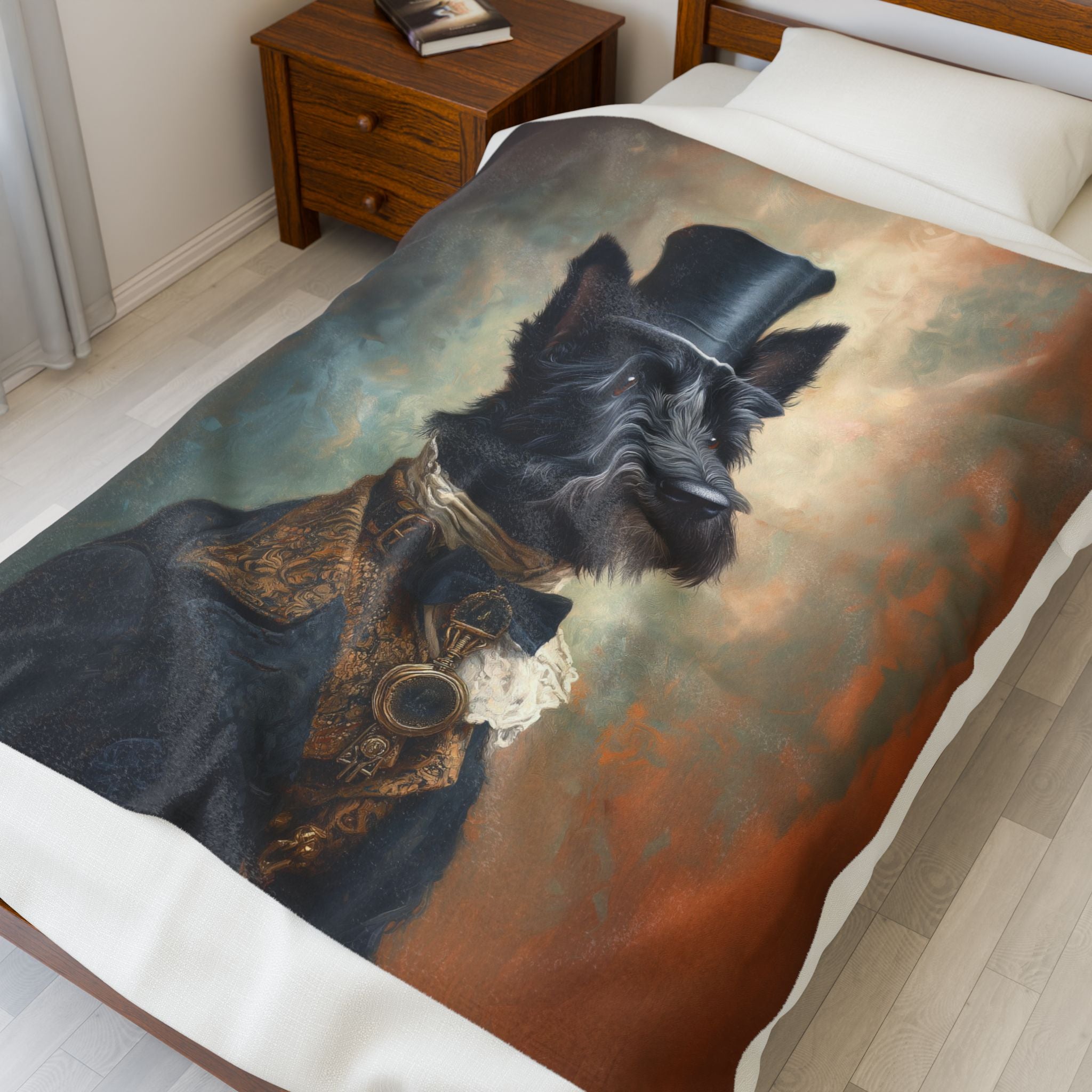 Steampunk Scottish Terrier Plush Blanket