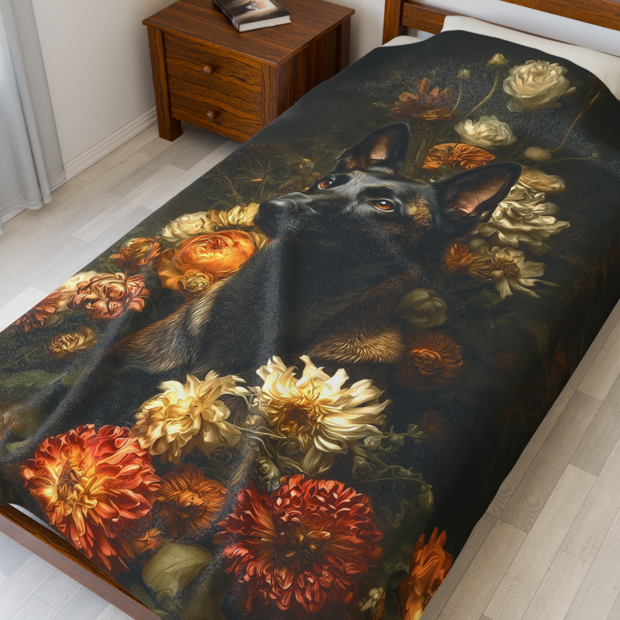 Botanical Belgian Malinois Plush Blanket