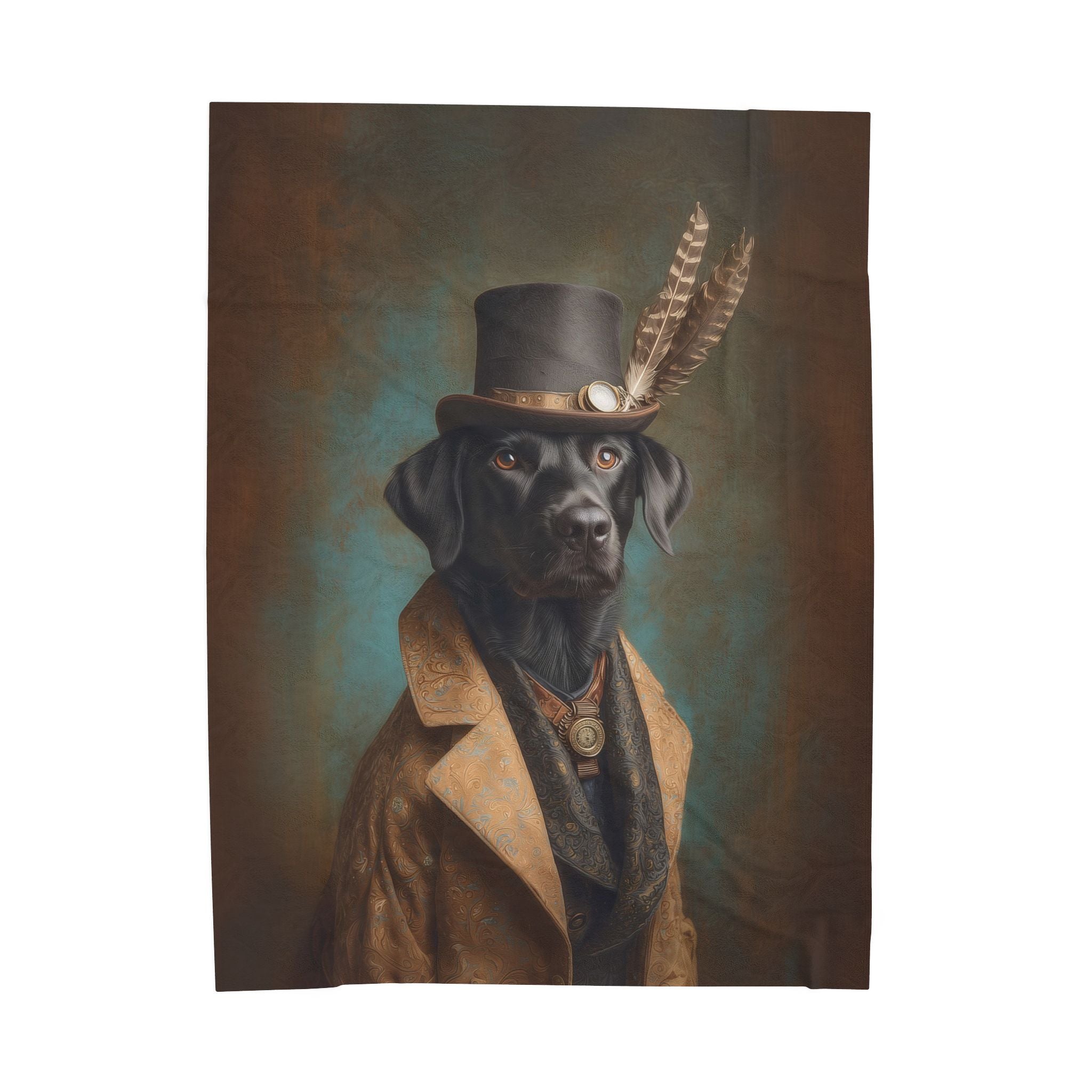 Steampunk Labrador Retriever (Black) Plush Blanket