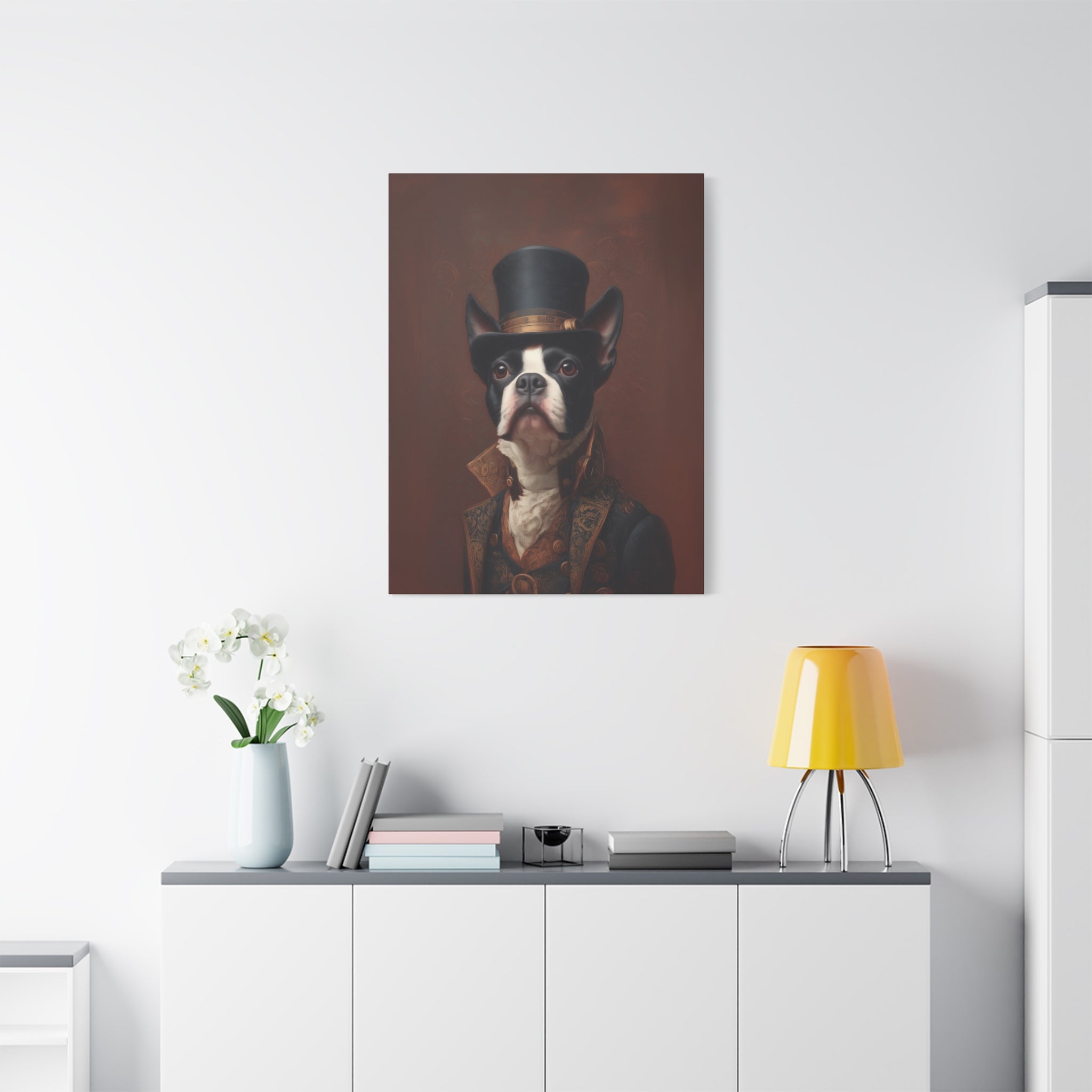 Steampunk Boston Terrier Canvas Art