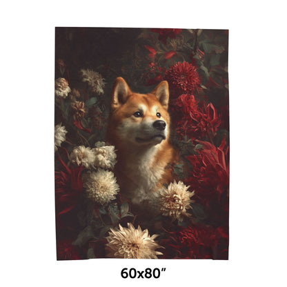Botanical Akita Plush Blanket