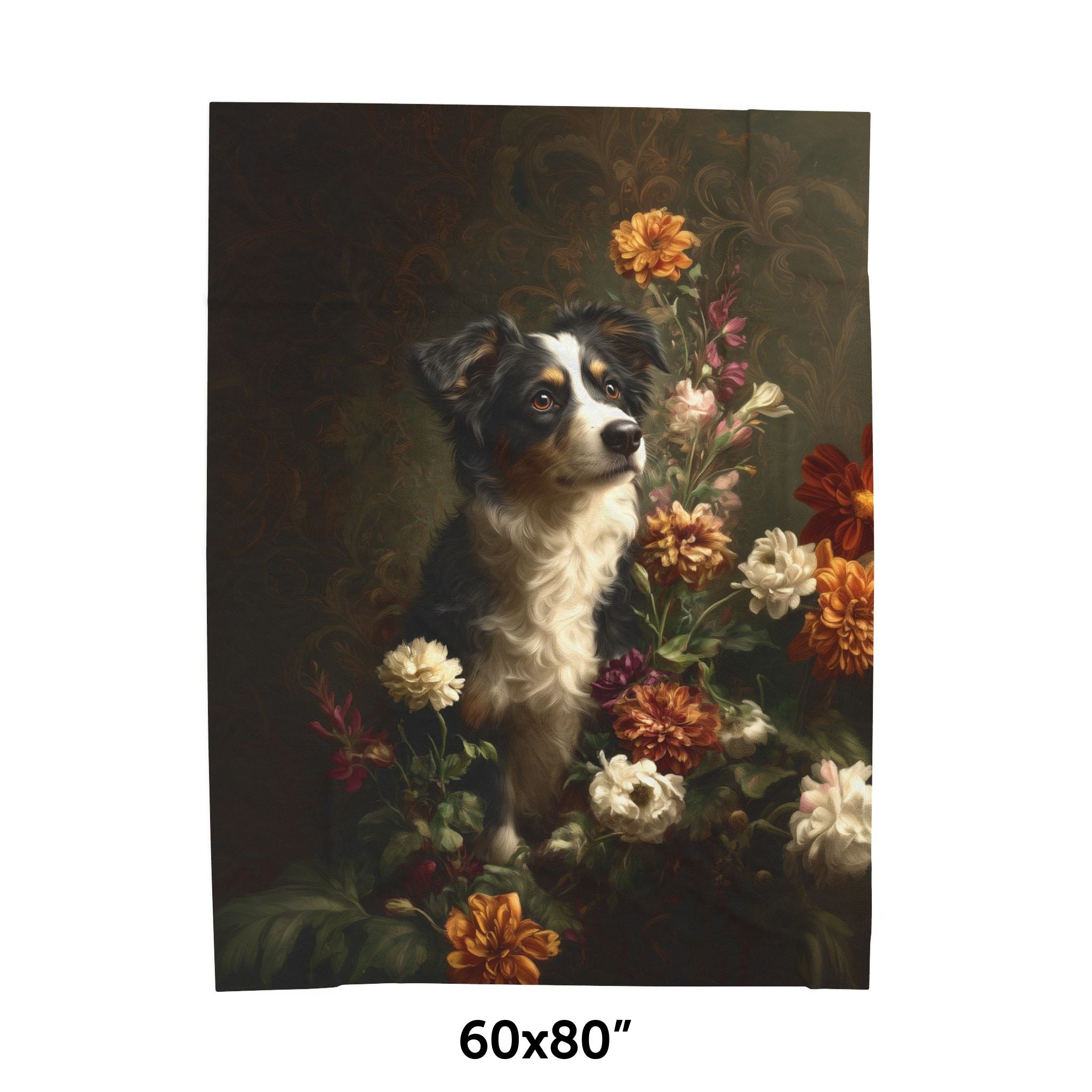 Botanical Australian Shepherd Plush Blanket