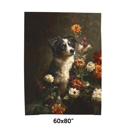 Botanical Australian Shepherd Plush Blanket