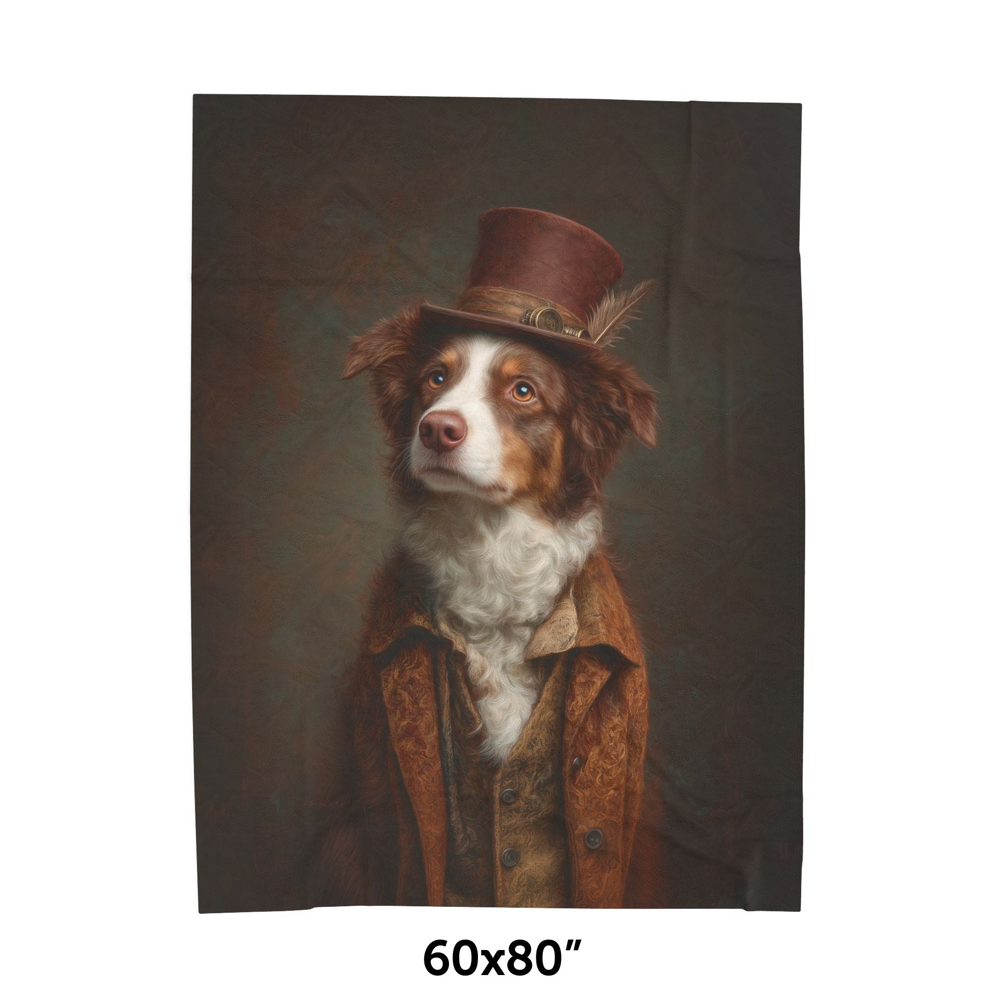 Steampunk Australian Shepherd Plush Blanket