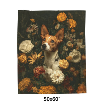Botanical Basenji Plush Blanket