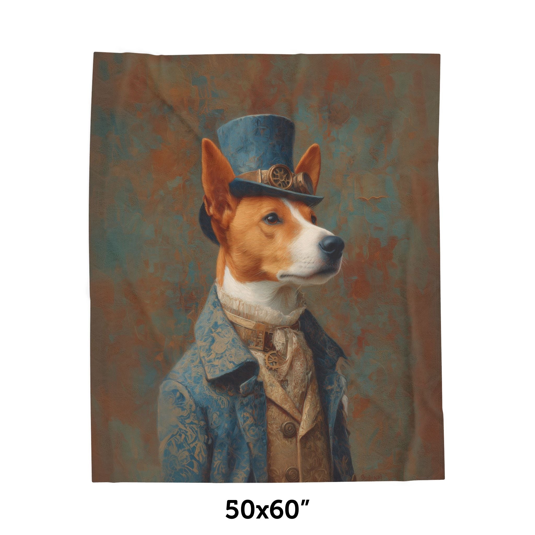 Steampunk Basenji Plush Blanket