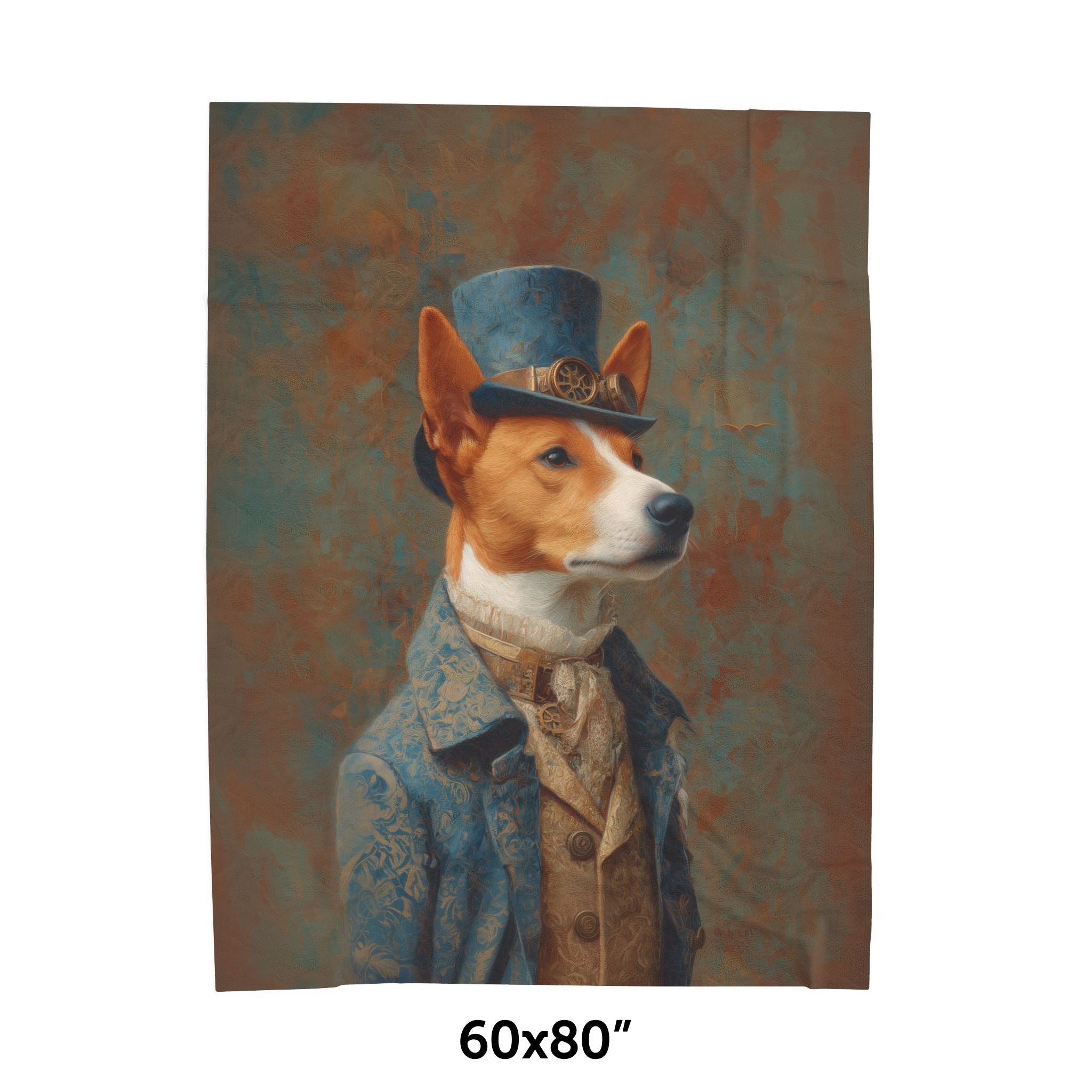 Steampunk Basenji Plush Blanket