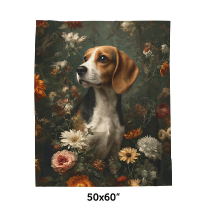 Botanical Beagle Plush Blanket