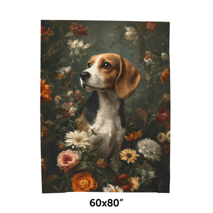 Botanical Beagle Plush Blanket