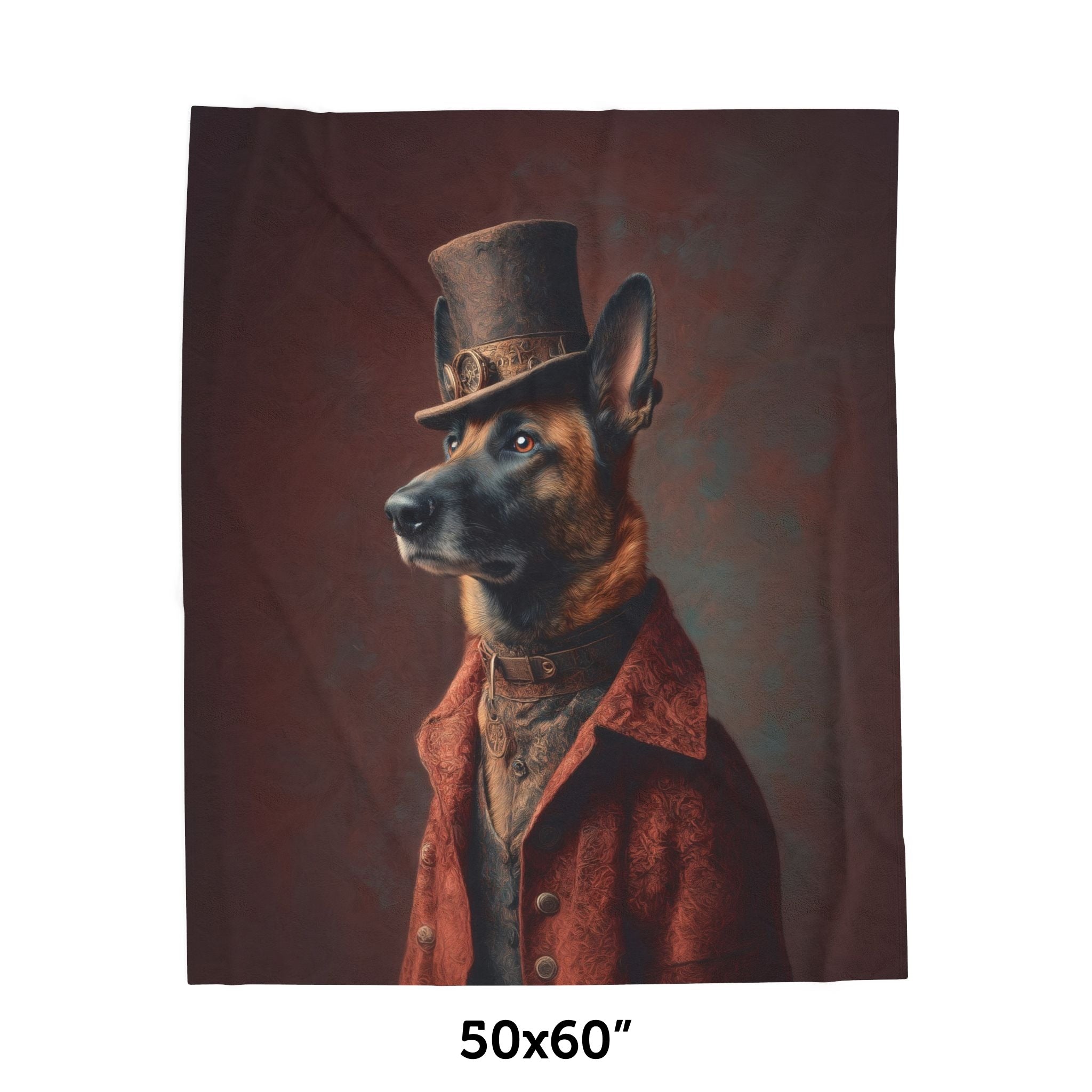 Steampunk Belgian Malinois Plush Blanket