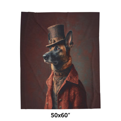 Steampunk Belgian Malinois Plush Blanket