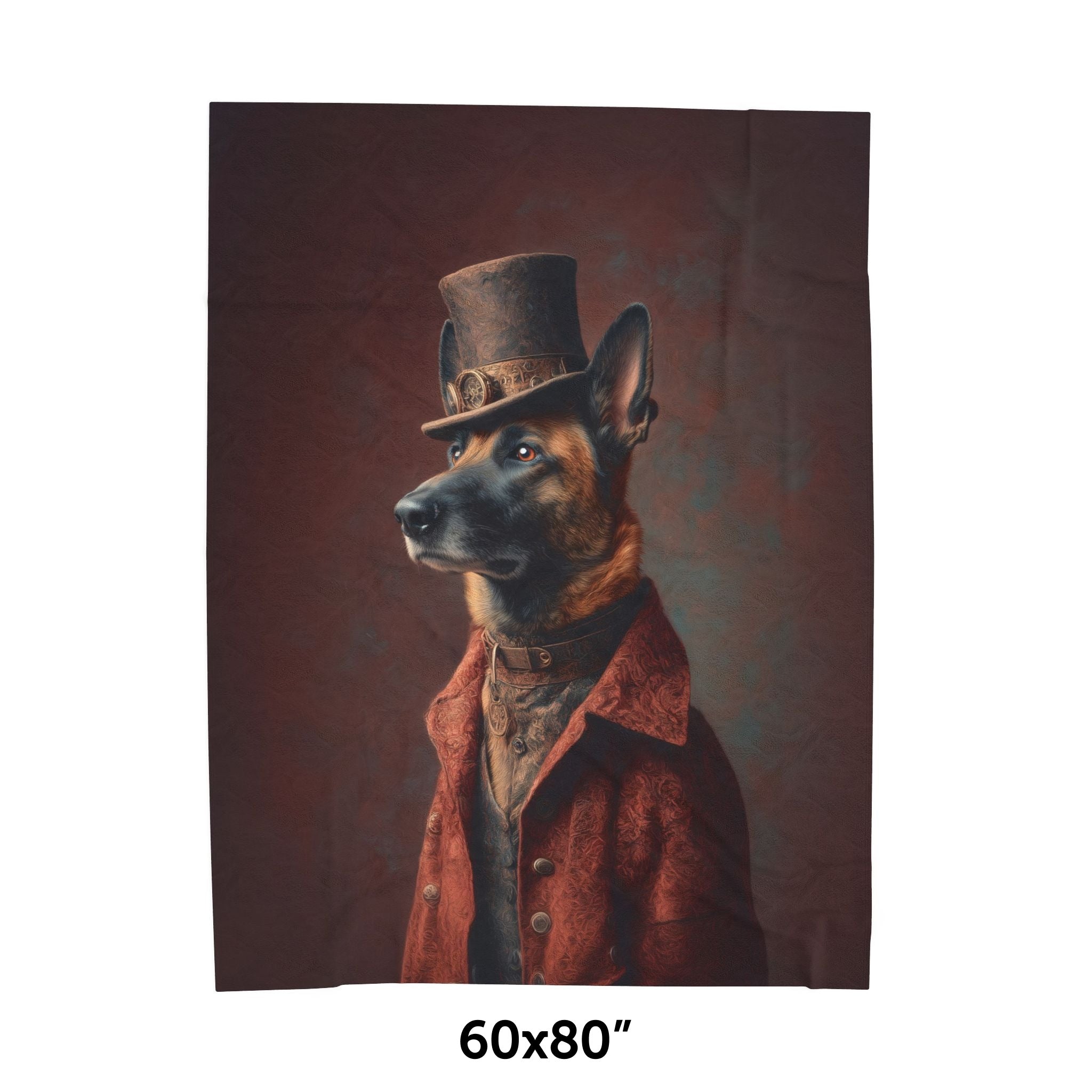 Steampunk Belgian Malinois Plush Blanket