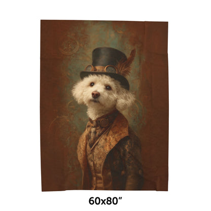 Steampunk Bichon Frise Plush Blanket