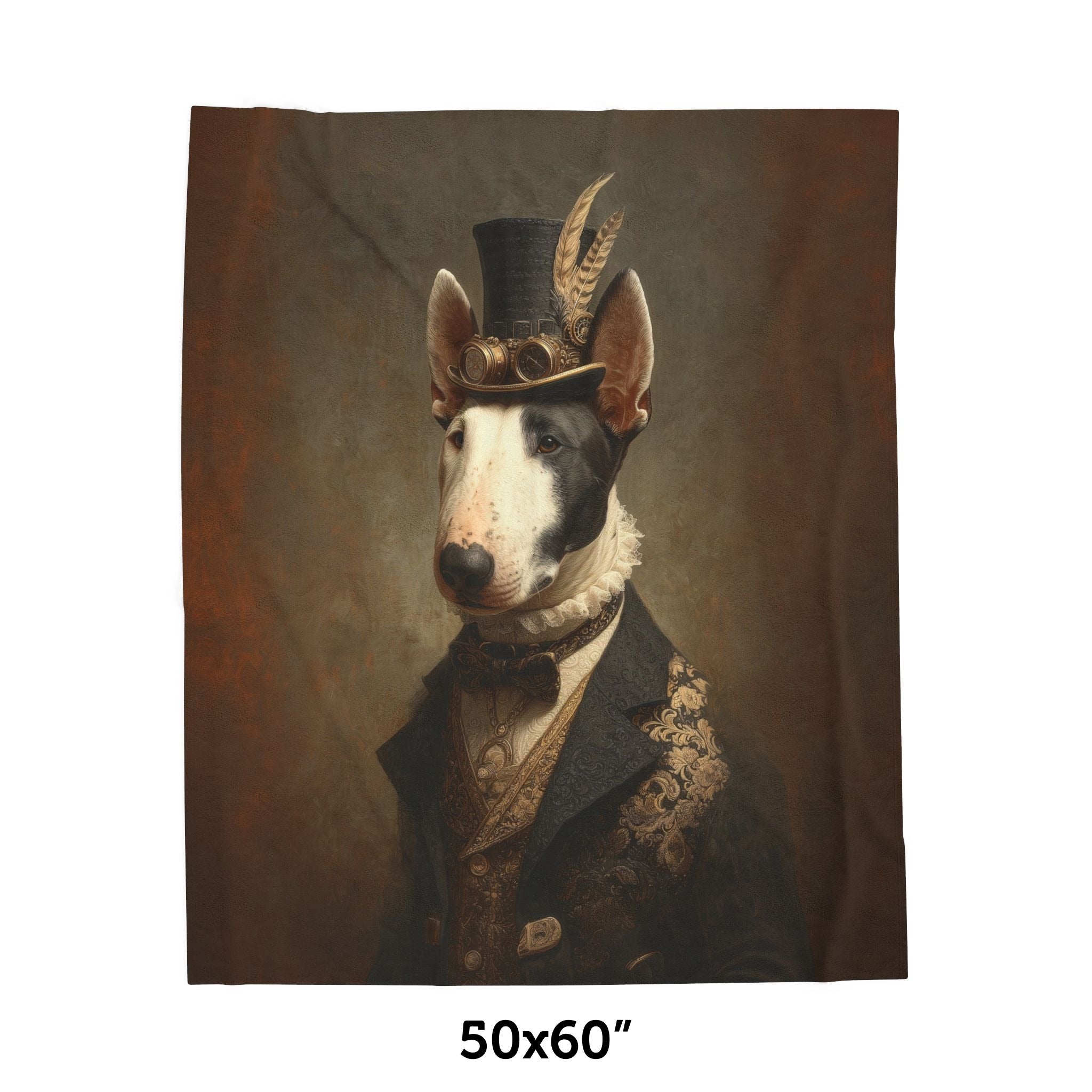 Steampunk Bull Terrier Plush Blanket