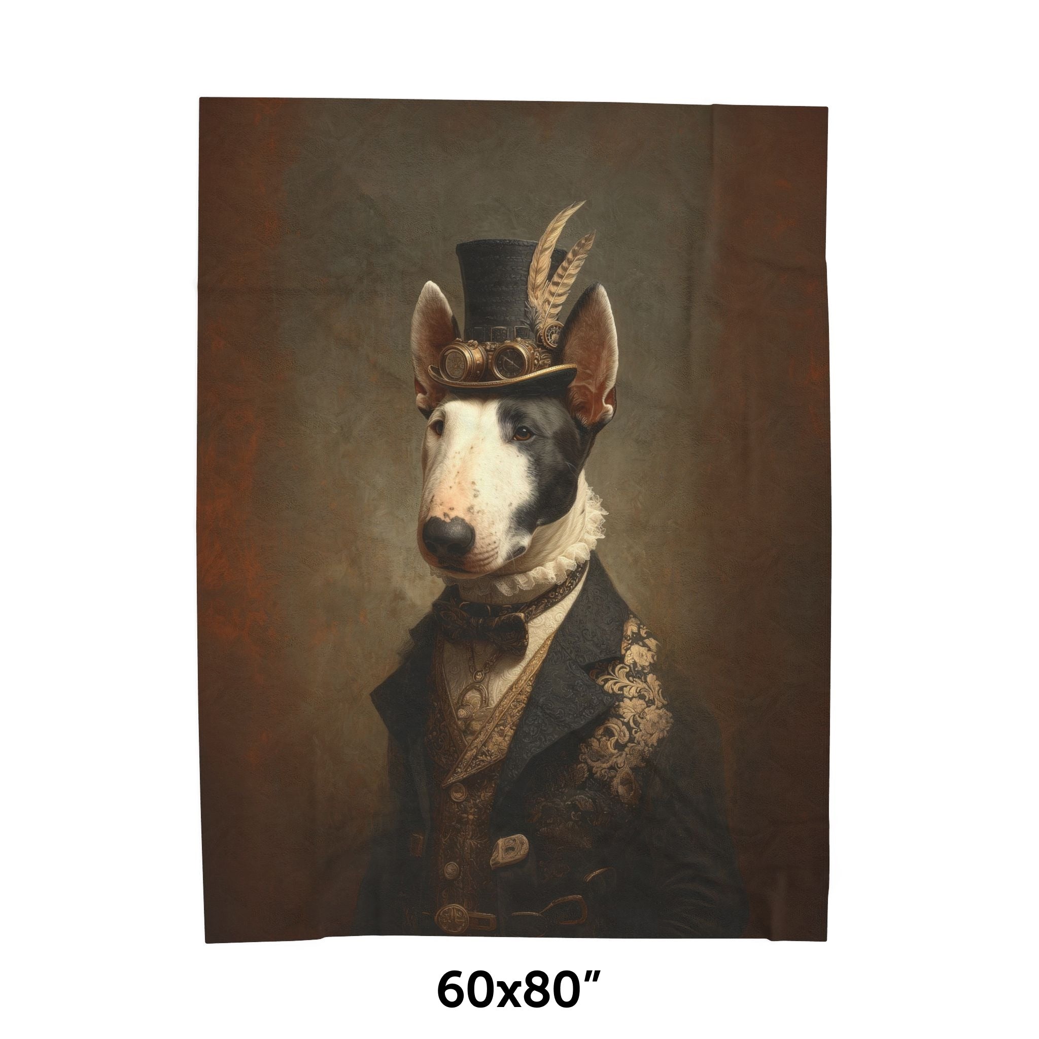 Steampunk Bull Terrier Plush Blanket