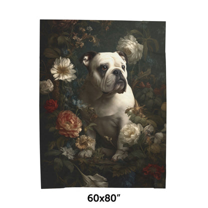 Botanical Bulldog Plush Blanket