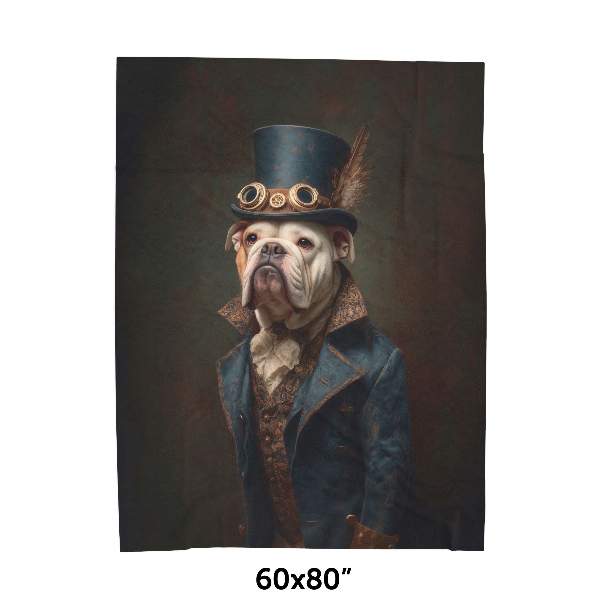Steampunk Bulldog Plush Blanket