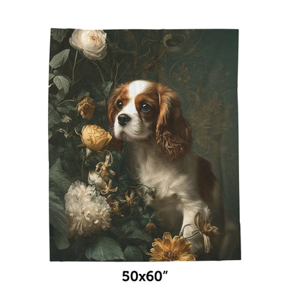 Botanical Cavalier King Charles Spaniel Plush Blanket