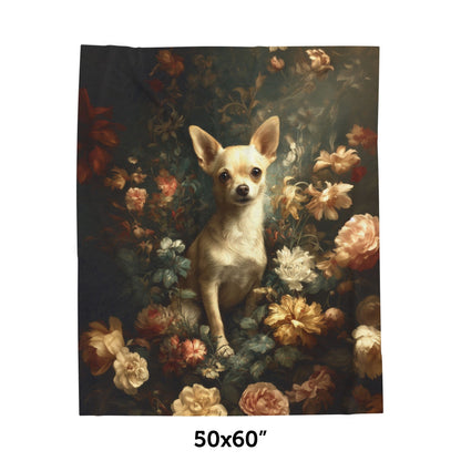 Botanical Chihuahua Plush Blanket