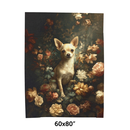 Botanical Chihuahua Plush Blanket