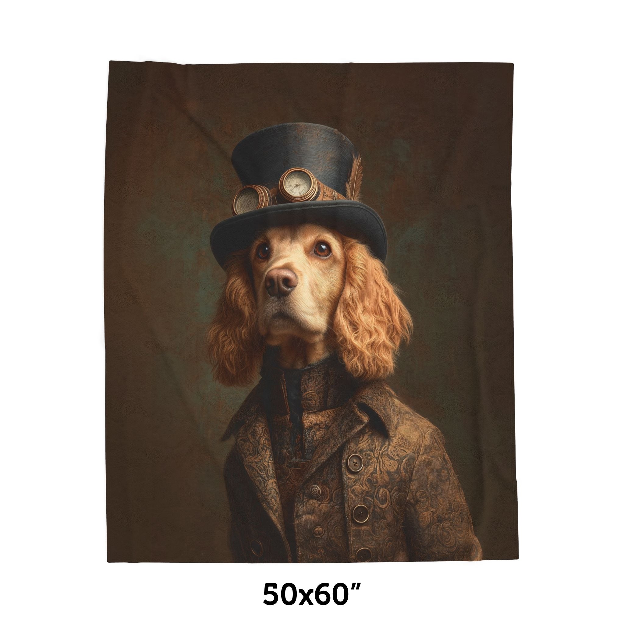 Steampunk Cocker Spaniel Plush Blanket