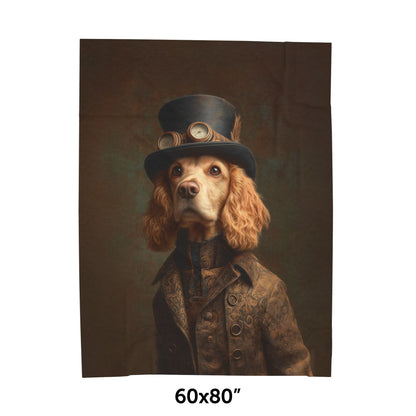 Steampunk Cocker Spaniel Plush Blanket