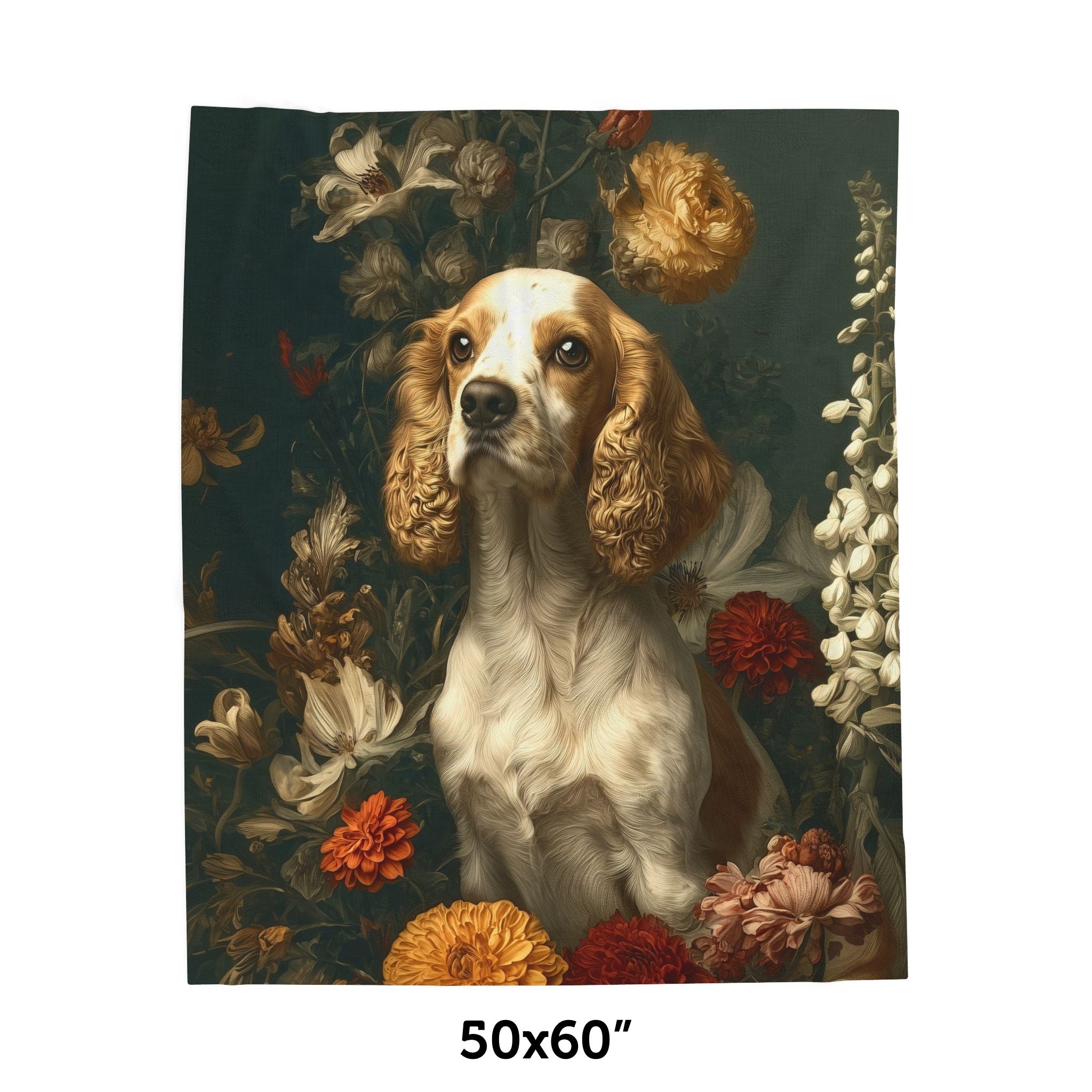 Botanical Cocker Spaniel Plush Blanket