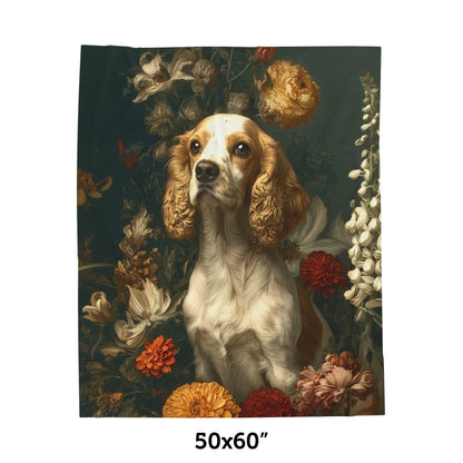 Botanical Cocker Spaniel Plush Blanket