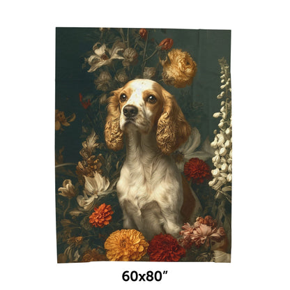 Botanical Cocker Spaniel Plush Blanket