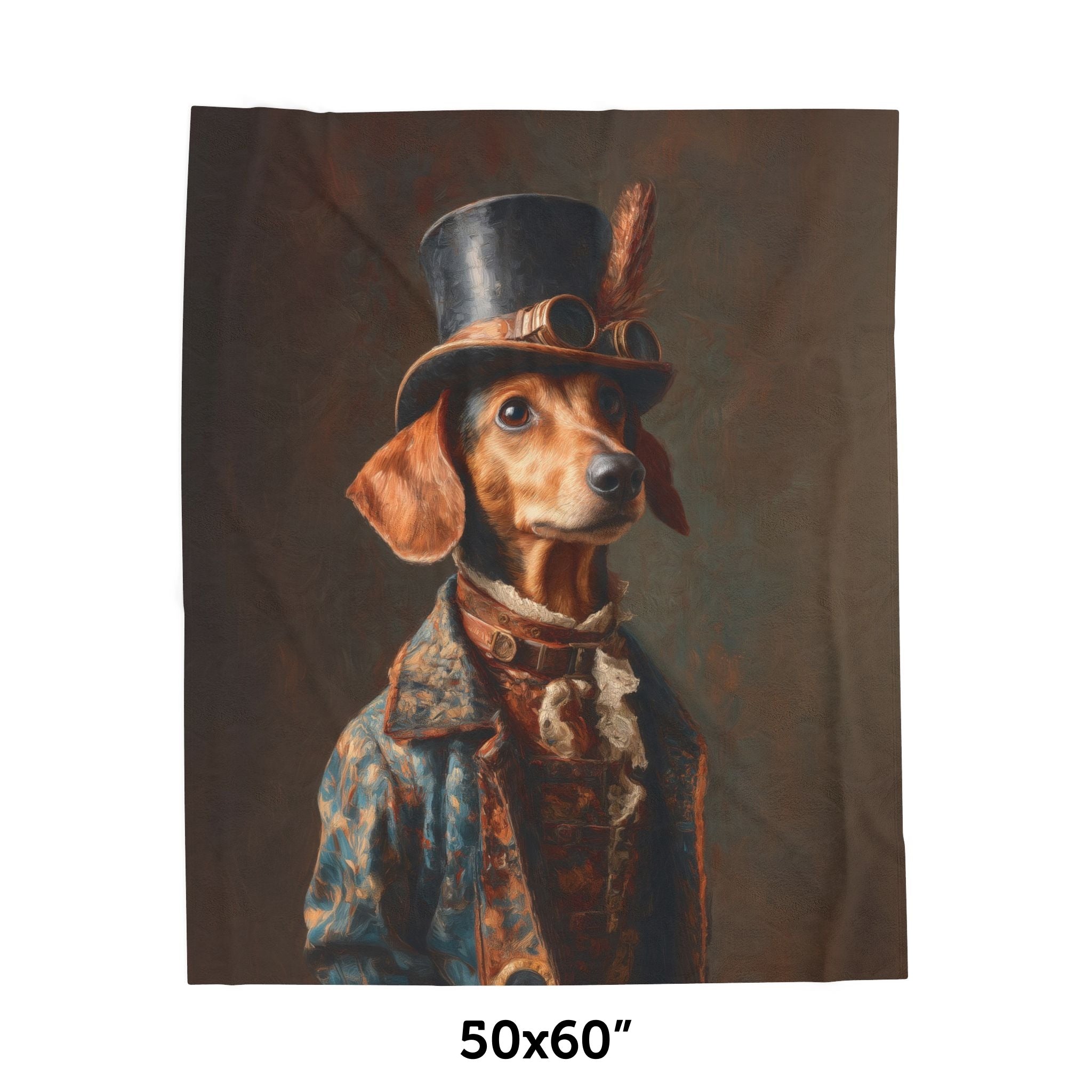 Steampunk Dachshund Plush Blanket
