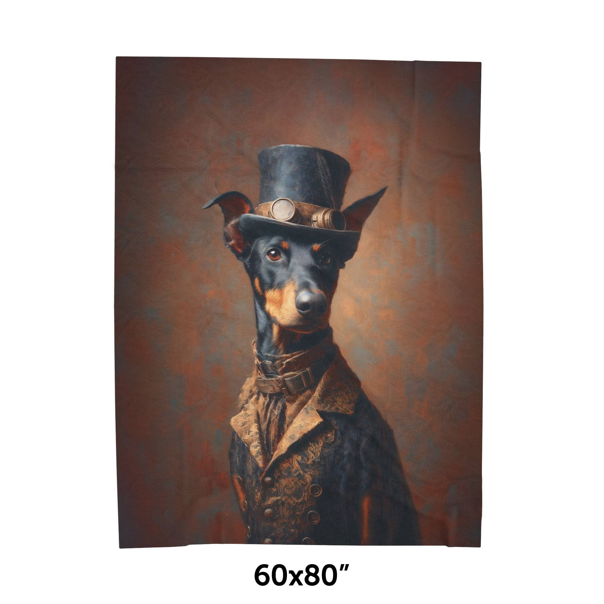 Steampunk Doberman Pinscher Plush Blanket
