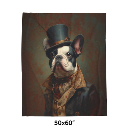 Steampunk French Bulldog Plush Blanket
