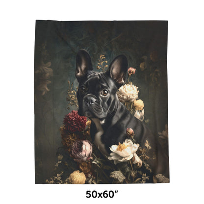 Botanical French Bulldog Plush Blanket